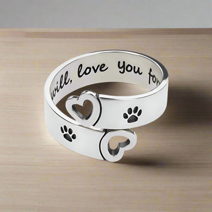 Adjustable Paw & Heart Twist Ring – Stainless Steel - emmy-rae-jewels.com