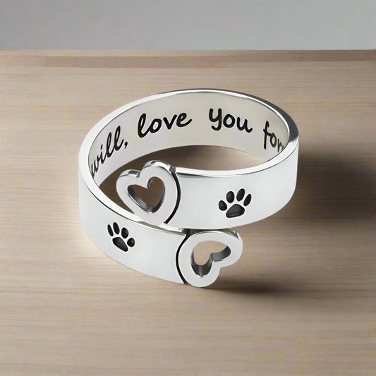 Adjustable Paw & Heart Twist Ring – Stainless Steel - emmy-rae-jewels.com