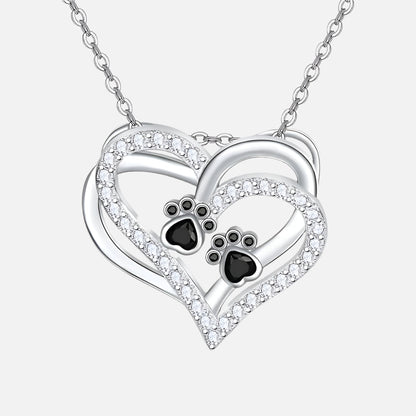 Dog Paw Heart Necklace with Zirconia - emmy-rae-jewels.com