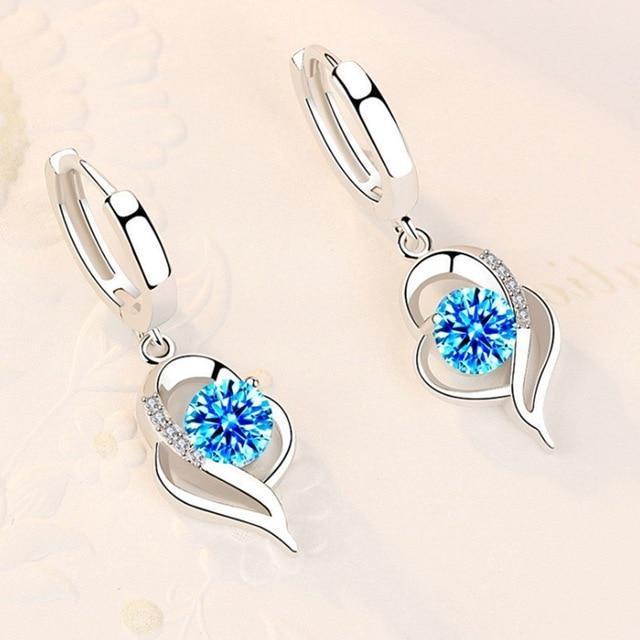 925 Sterling Silver and Zirconia Inlaid Floral Earrings - emmy-rae-jewels.com