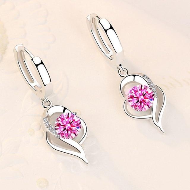 925 Sterling Silver and Zirconia Inlaid Floral Earrings - emmy-rae-jewels.com