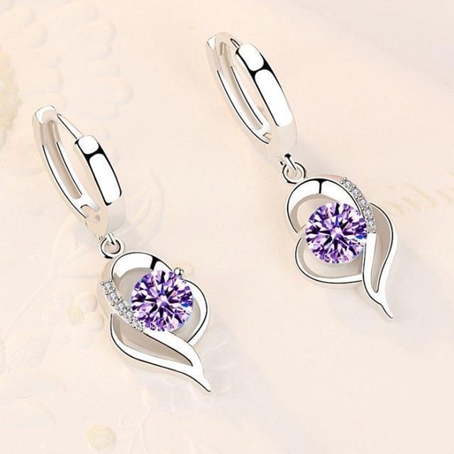 925 Sterling Silver and Zirconia Inlaid Floral Earrings - emmy-rae-jewels.com