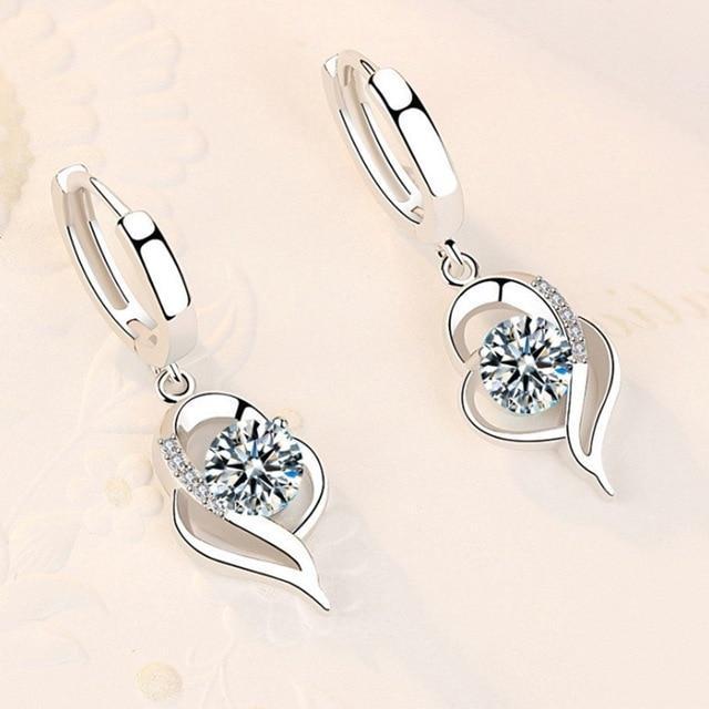 925 Sterling Silver and Zirconia Inlaid Floral Earrings - emmy-rae-jewels.com