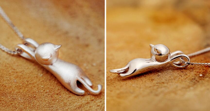 925 Sterling Silver Playful Kitty Necklace - emmy-rae-jewels.com