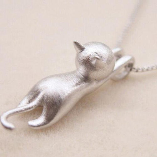 925 Sterling Silver Playful Kitty Necklace - emmy-rae-jewels.com