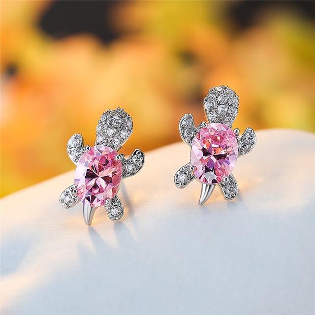 Sea Turtle Earrings in Zirconium and Silver - emmy-rae-jewels.com