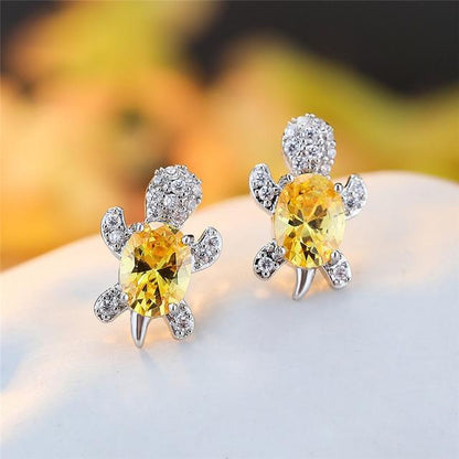 Sea Turtle Earrings in Zirconium and Silver - emmy-rae-jewels.com
