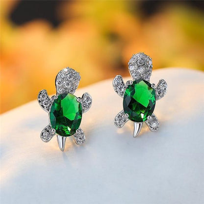 Sea Turtle Earrings in Zirconium and Silver - emmy-rae-jewels.com