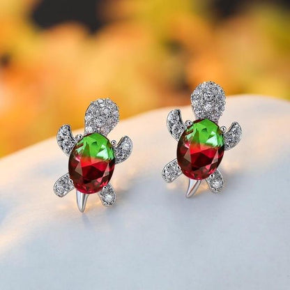 Sea Turtle Earrings in Zirconium and Silver - emmy-rae-jewels.com