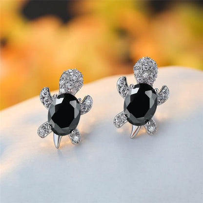 Sea Turtle Earrings in Zirconium and Silver - emmy-rae-jewels.com