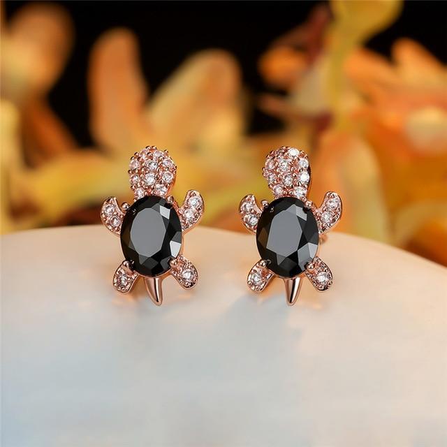 Sea Turtle Earrings in Zirconium and Silver - emmy-rae-jewels.com