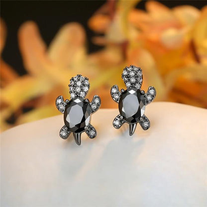 Sea Turtle Earrings in Zirconium and Silver - emmy-rae-jewels.com
