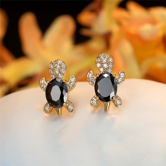 Sea Turtle Earrings in Zirconium and Silver - emmy-rae-jewels.com