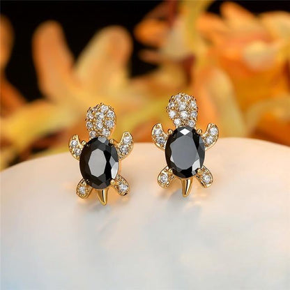 Sea Turtle Earrings in Zirconium and Silver - emmy-rae-jewels.com