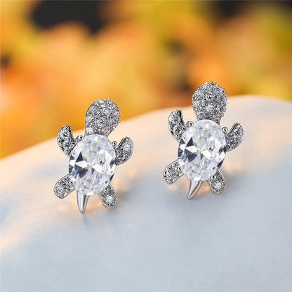 Sea Turtle Earrings in Zirconium and Silver - emmy-rae-jewels.com