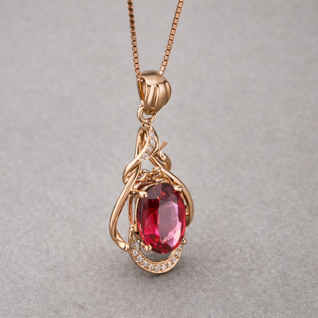 Exquisite Red Crystal Gold Necklace - emmy-rae-jewels.com