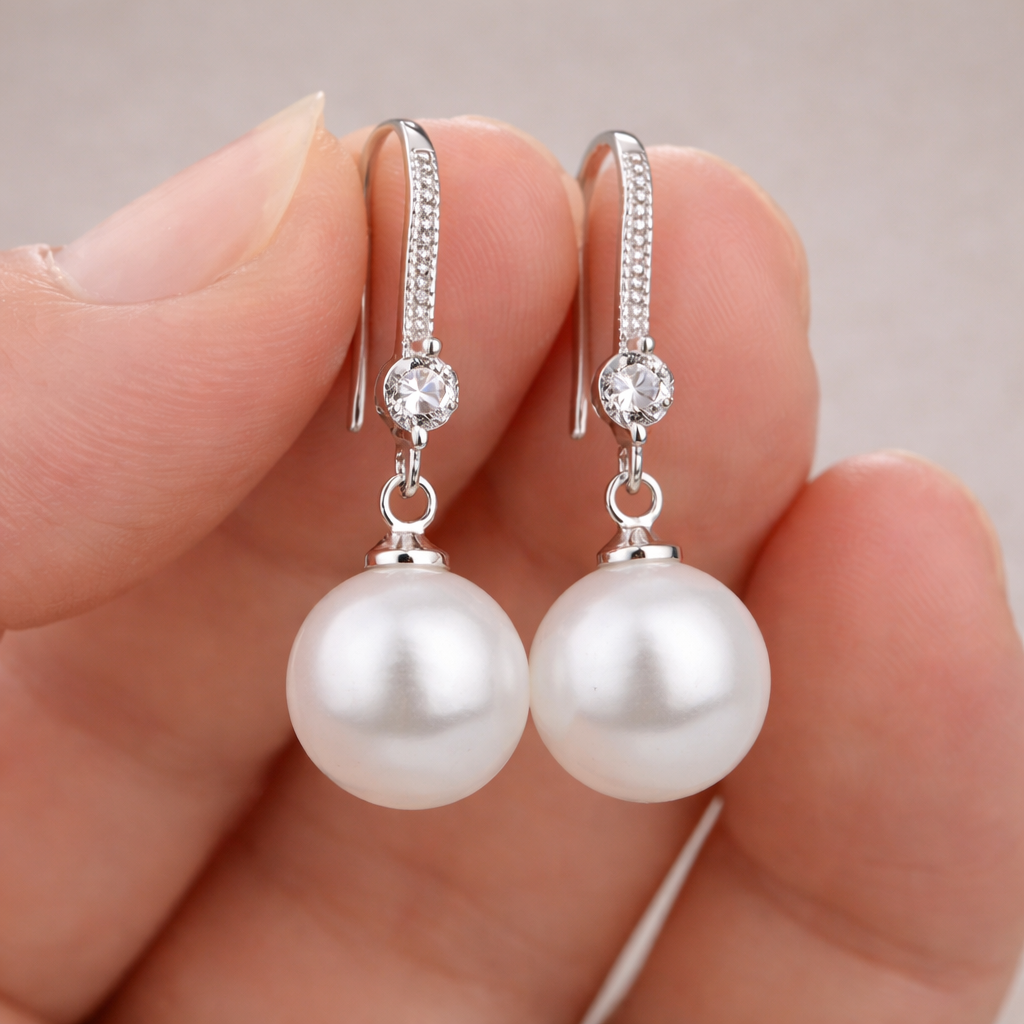 Lustrous Zirconia Pearl Drop Earrings - emmy-rae-jewels.com