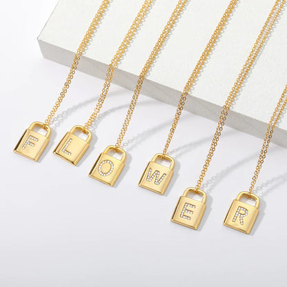 Gold Initial Lock Pendant Necklace - emmy-rae-jewels.com