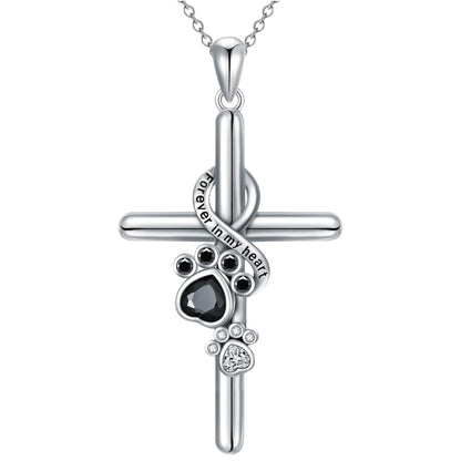 925 Sterling Silver Paw & Cross Necklace - emmy-rae-jewels.com