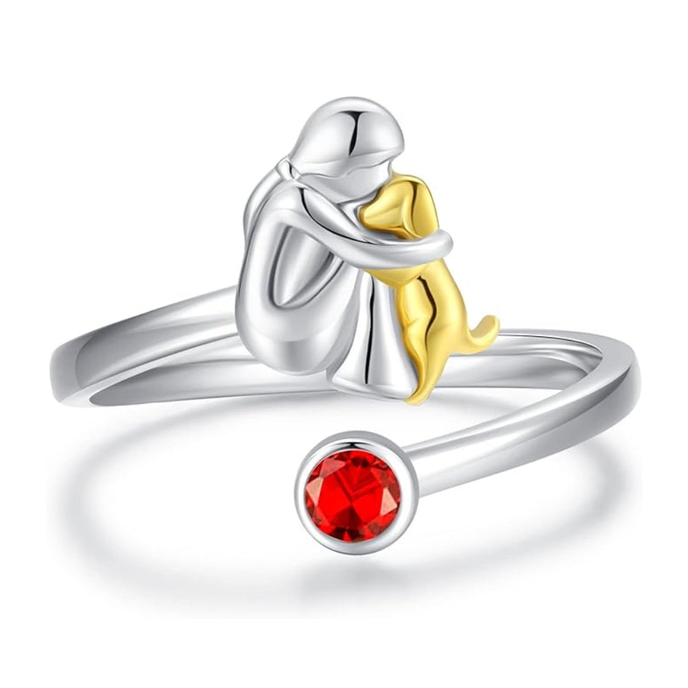 Sterling Silver Dog & Girl Ring – Adjustable and Symbolic - emmy-rae-jewels.com